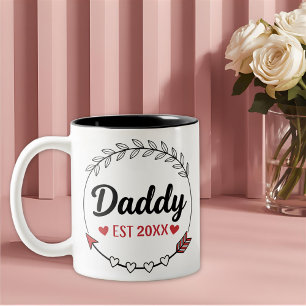 Neue Eltern Papa Personalisiertes Gründungsjahr Zweifarbige Tasse