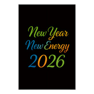 Neue Energie Frischer Start 2026 Bunte Motivation Poster