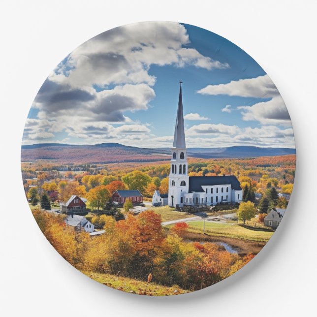 Neue England Landschaft im Herbst Pappteller (Vorderseite)
