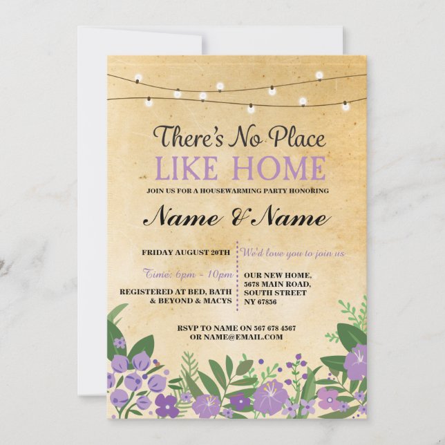 Neue Erwärmung Sweet Zuhause Key Einladung (Vorderseite)