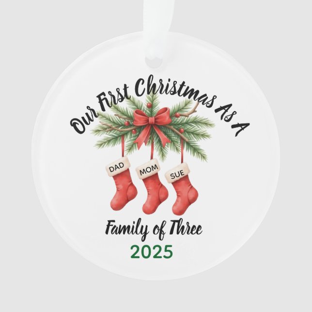 Neue Familie von 3 Ersten Weihnachtskuchen 2025 Ornament (Vorderseite)