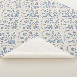 Neue Farmhouse Blaue Blumen-Skaloppmuster Sherpadecke