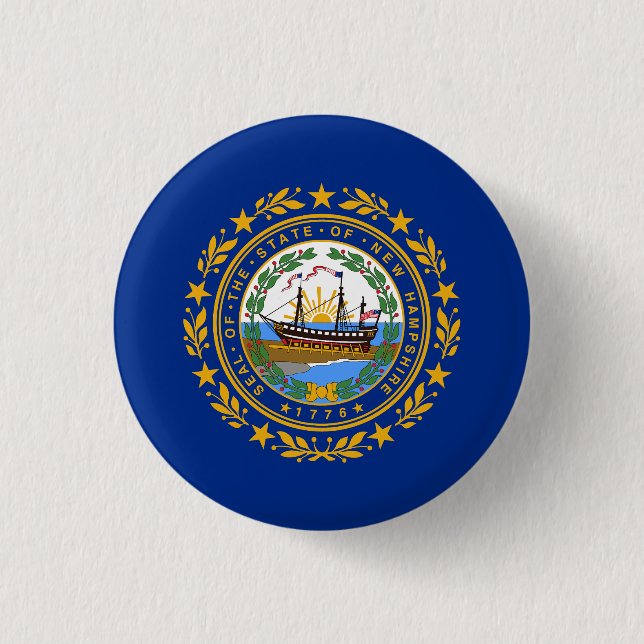 Neue Flagge des Staates Hampshire Button (Vorderseite)
