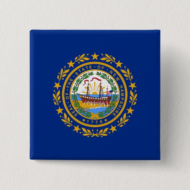 Neue Flagge des Staates Hampshire Button (Vorderseite)