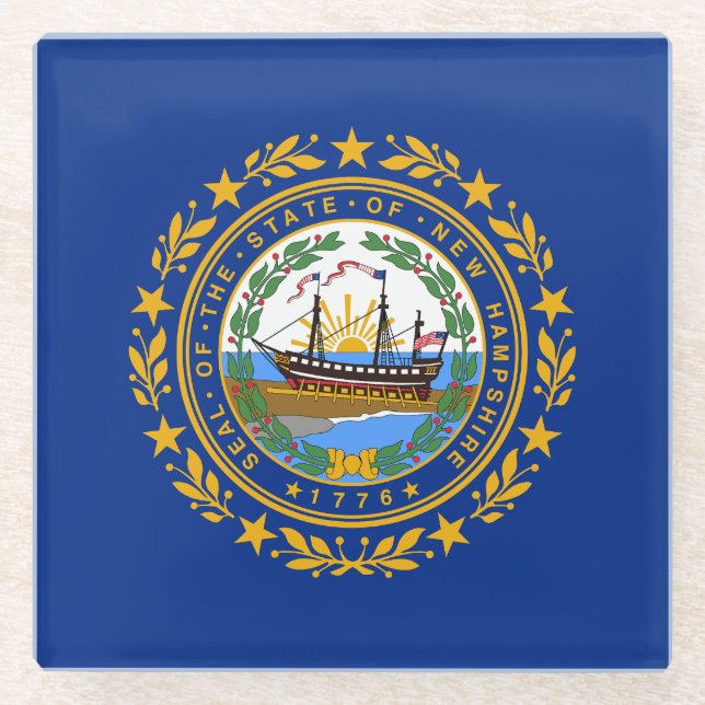 Neue Flagge des Staates Hampshire Glasuntersetzer (Vorderseite)