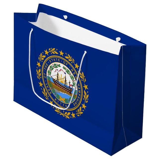Neue Flagge des Staates Hampshire Große Geschenktüte (Vorderseite Schrägansicht)