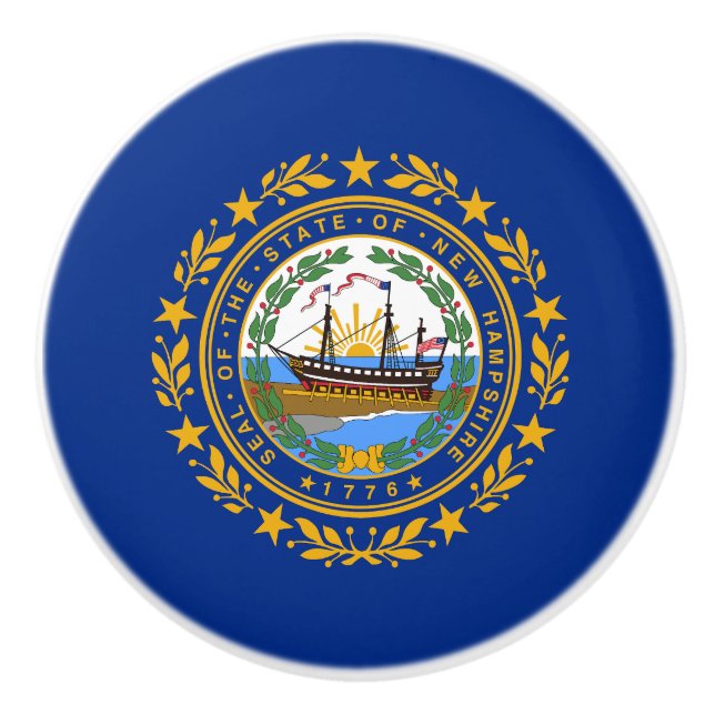 Neue Flagge des Staates Hampshire Keramikknauf (Vorderseite)