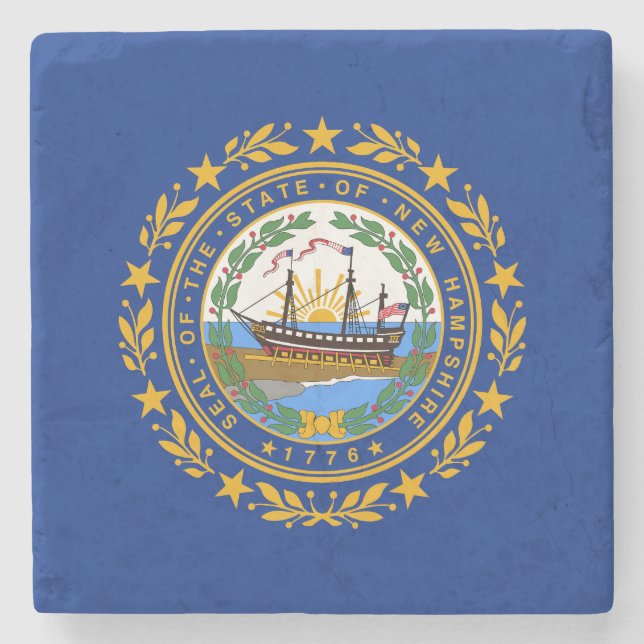 Neue Flagge des Staates Hampshire Steinuntersetzer (Vorderseite)