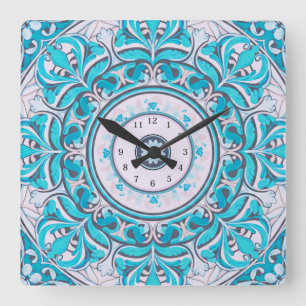 Neue Florale Mandala-Wanduhr Quadratische Wanduhr