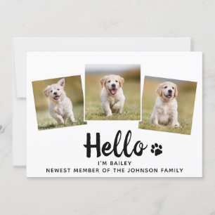 Neue Foto-Collage für Haustiere Hallo Welpe Hund Ankündigung