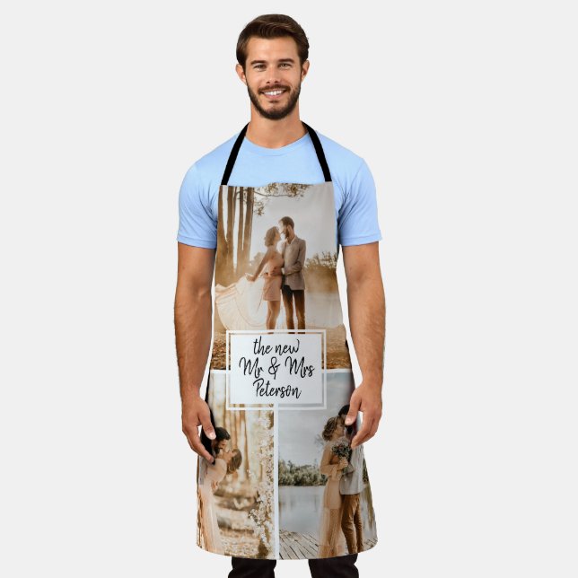 Neue Foto-Raster-Gastgeschenk Hochzeit von Mr. und Schürze (Getragen)