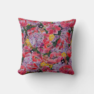 Neue Frühlingsflorale in Rosa und Lila Kissen