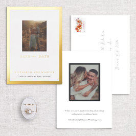 Neue Gallerie-Rahmen Save the Date an der Goldgren Folieneinladung