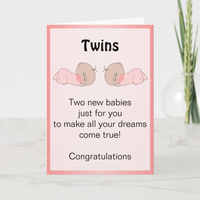 Neue Geboren Baby Twins Karte (Vorderseite)