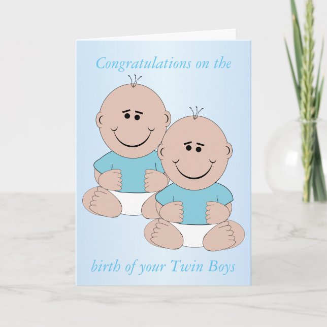 Neue Geborene Baby Twin Boys Karte (Vorderseite)