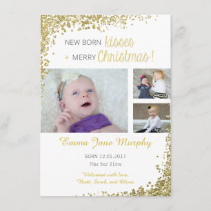 Neue Geborene Kisses Baby-Ankündigung Ankündigung