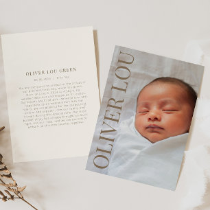 Neue Geburtshilfeverkündung für Baby mit Foto Einladung