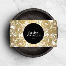 Neue Gold Blume Black Circle Business Card
