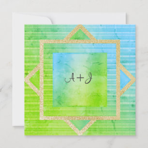 NEUE GREEN BLAUE GOLD WEDING INVITATION EINLADUNG