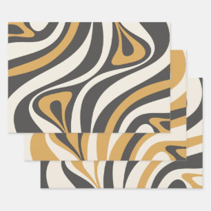 Neue Groove Funky Chic Retro Modernes Abstrakt Geschenkpapier Set