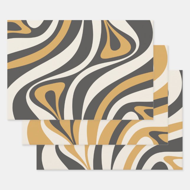 Neue Groove Funky Chic Retro Modernes Abstrakt Geschenkpapier Set (Set)