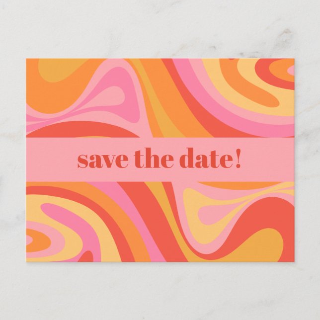 Neue Groove Retro Abstrakt Rosa und Orange Postkarte (Vorderseite)