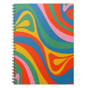 Neue Groove Retro Trippy Farbige Abstrakte Muster Notizblock