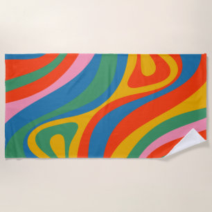 Neue Groove Retro Trippy Farbige Abstrakte Muster Strandtuch