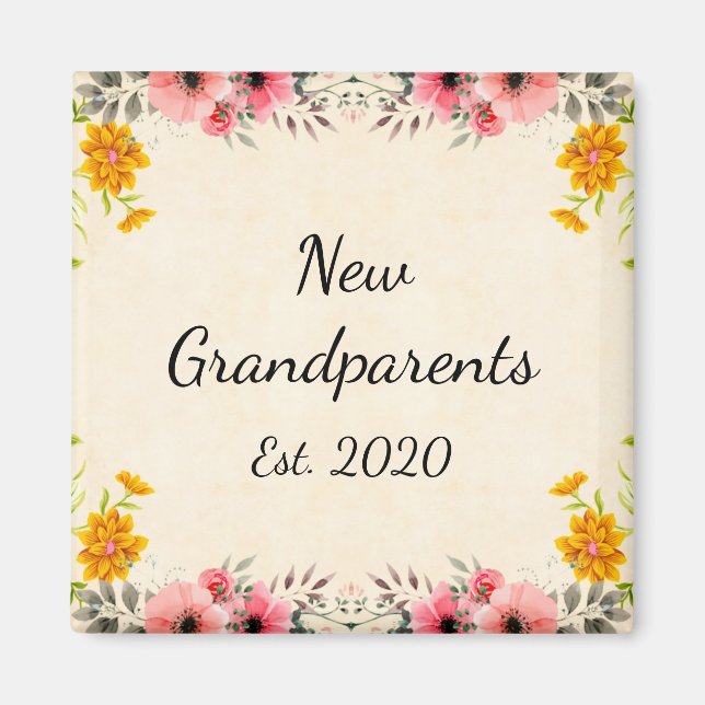 Neue Großeltern Est. 2020 Vintages Blumenmagnet Magnet (Vorne)