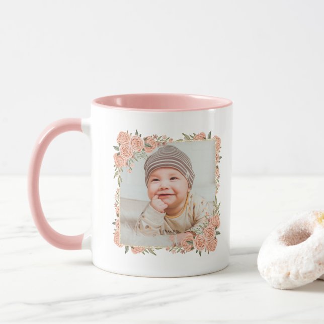 Neue Großmutter-Tasse Baby-Foto Name Bestes Oma Tasse (Mit Donut)