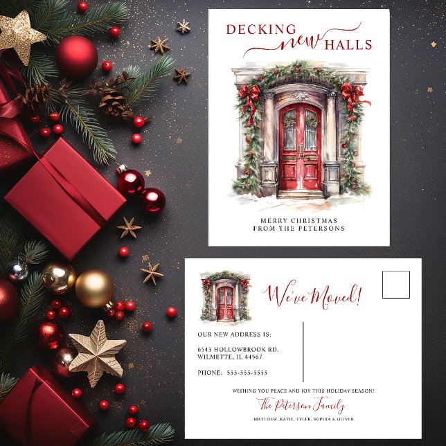 Neue Hallen Neue Zuhause Red Door Holiday Moving Ankündigungspostkarte (Von Creator hochgeladen)