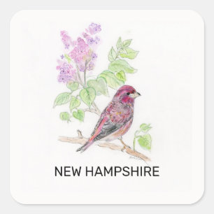Neue Hampshire-Blume Quadratischer Aufkleber