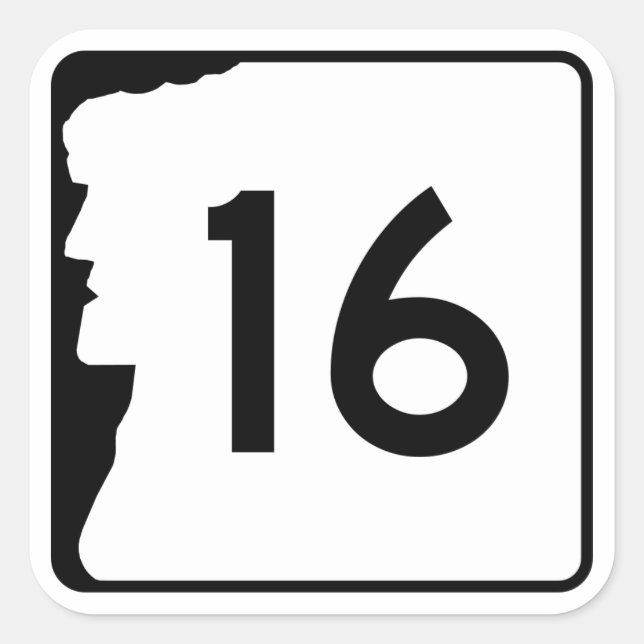 Neue Hampshire-Route 16 Quadratischer Aufkleber (Vorderseite)