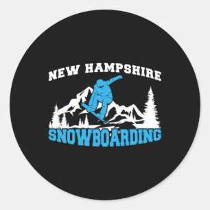 Neue Hampshire Snowboarden Winter und Berg Spo Runder Aufkleber
