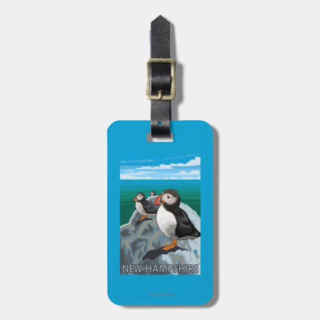 Neue HampshirePuffins Szene Gepäckanhänger (Vorderseite vertikal)