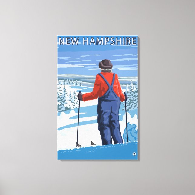 Neue HampshireSkier Admiring-Ansicht Leinwanddruck (Vorderseite)