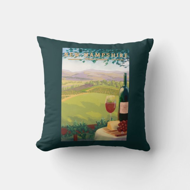 Neue HampshireWine Land-Szene Kissen (Vorderseite)