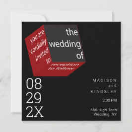 Neue High Tech Cube Epic Black Geometric Einladung