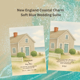 neue Hochzeit in Urlaubsort Soft Blue Coastal Einladung