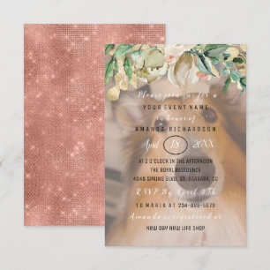Neue Hunde Foto Blume Gold Rose BLush Einladung