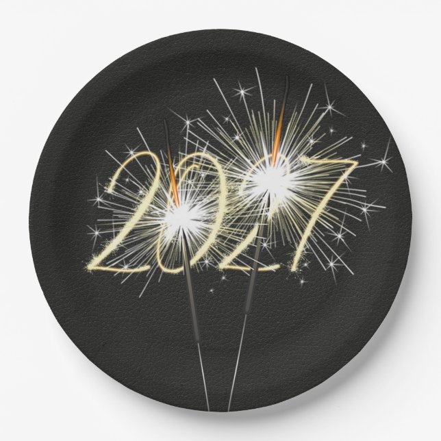 Neue Jahre 2026 Party Sparklers Paper Plate Pappteller (Vorderseite)