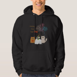 Neue Jahre Feuerwerke und Katzen Elegante Feier Hoodie