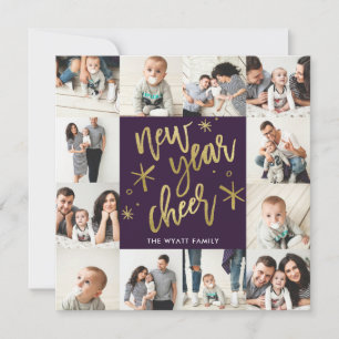 Neue Jahre Gold Foil Nahtlos 12 Foto-Karte Feiertagskarte