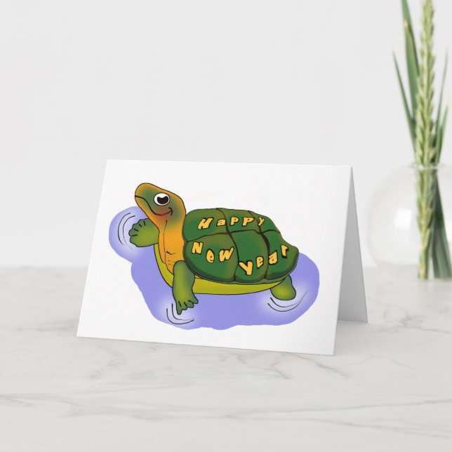 Neue Jahre Schildkröte- Feiertagskarte (Vorderseite)