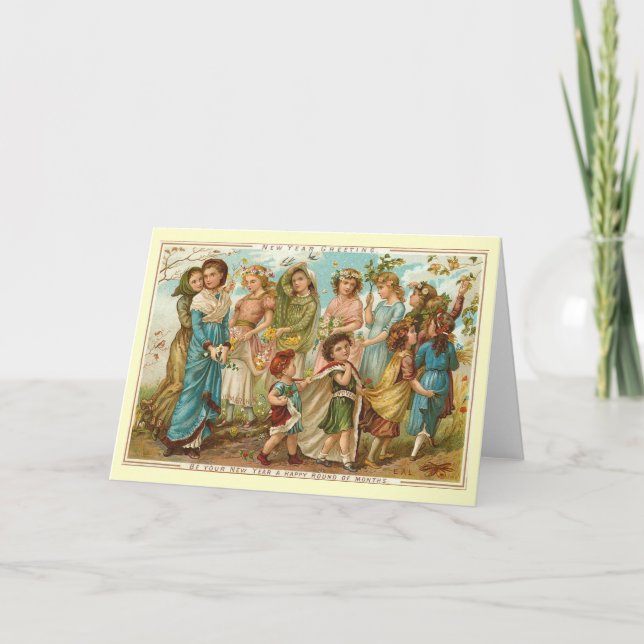 Neue Jahre Vintage Grüße Karte (Vorderseite)