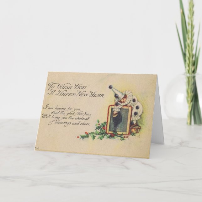 Neue Jahre Vintage Postkarte 1916 (Vorderseite)