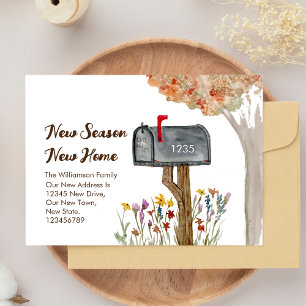 Neue Jahreszeit Neue Zuhause Änderung der Adresse Postkarte