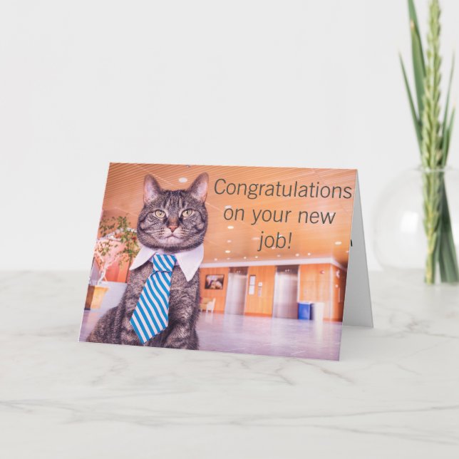 Neue Job kitty Grußkarte Karte (Vorderseite)