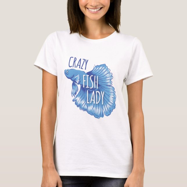 neue kämpfende Fische verrückter Fischdame T-Shirt (Vorderseite)