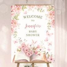 Neue Kapitel Baby Shower Mädchen Floral Rosa Willk